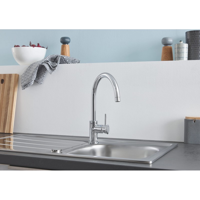 Grohe Змішувач для кухні BauClassic, довж.виливу - 223мм, поворотний, 1важіль, хром