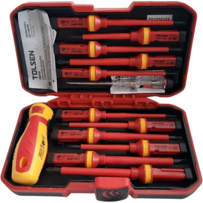 Tolsen Викрутки VDE набір 13шт, діелектричні, PH, PZ, Torx, CrV, кейс