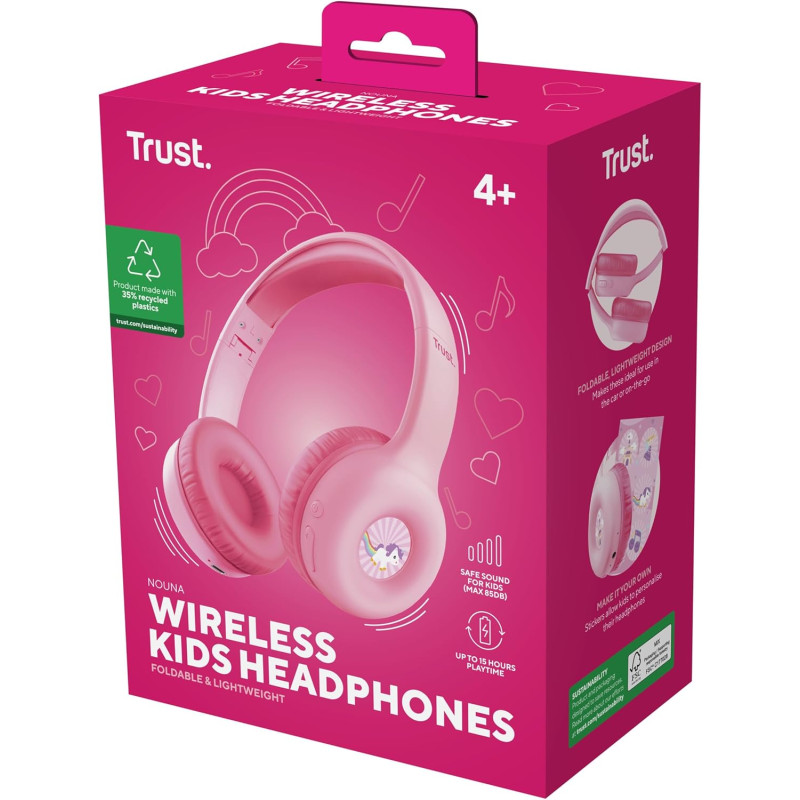 Trust Навушники On-ear Nouna Kids, Wireless, Mic, Рожевий
