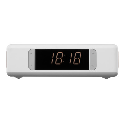 2E Акустична док-станція SmartClock Wireless Charging, Alarm Clock, Bluetooth, FM, USB, AUX White