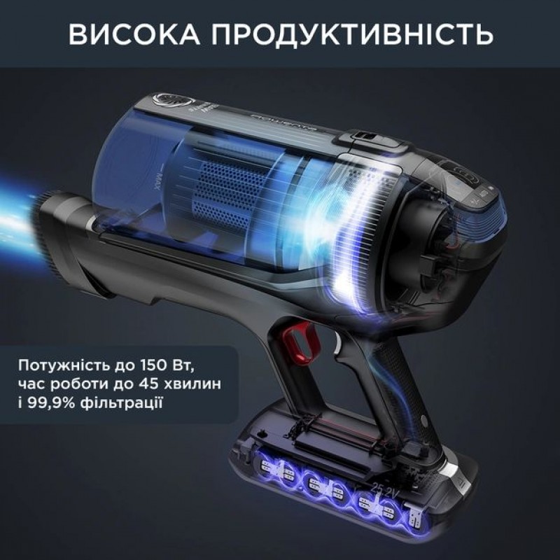 Rowenta Пилосос безпровідний X-Force Flex 12.60 Auto Aqua , 320Вт, чорно-синій