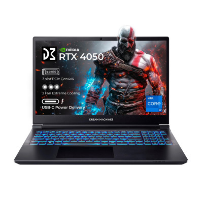 Dream Machines Ноутбук RG4050-16 16FHD+ IPS, Intel i7-14700HX, 32GB, F1TB, NVD4050-6, DOS, чорний