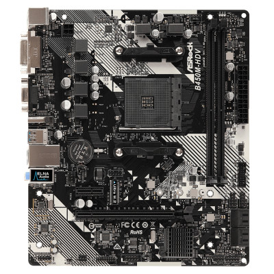 ASRock Материнcька плата B450M-HDV sAM4 B450 2xDDR4, M.2, HDMI-DVI-VGA, mATX