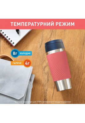 Tefal Термочашка Travel Mug Classic Twist, 0.36л, нержавіюча сталь, кораловий