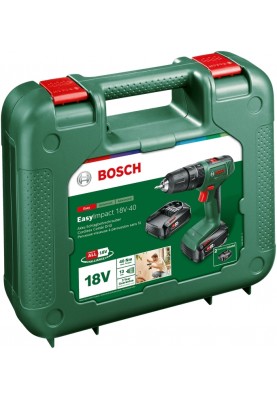 Bosch Шурупокрут-дриль акумуляторний EasyImpact 18V-40 18В 2х1.5А·год 20·38Нм 0-430·0-1650об·хв кейс ЗП 1.4кг