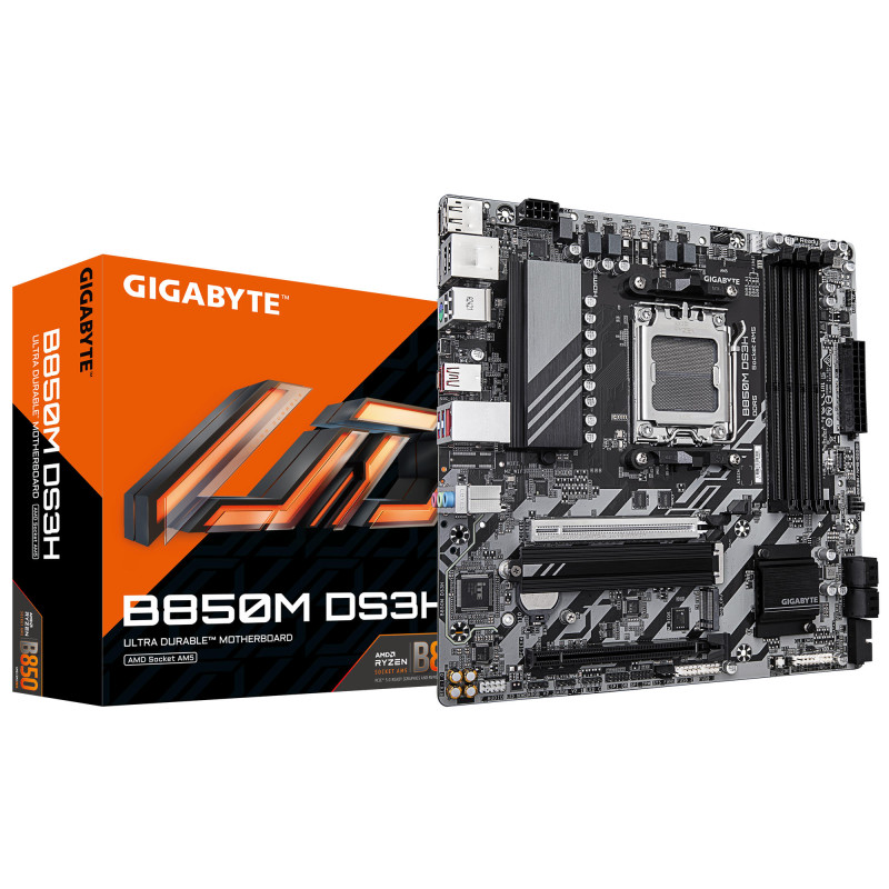 Gigabyte Материнская плата B850M DS3H sAM5 B850 4xDDR5 M.2 HDMI DP mATX