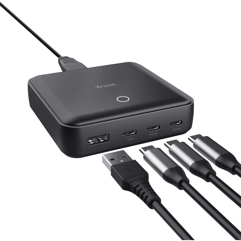 Trust Зарядний пристрій мережевий Maxo 100Вт, 3xUSB-C/USB-A ,PD, чорний
