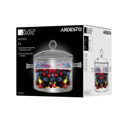 ARDESTO Каструля з кришкою Ardesto Black Mars 2л, боросилікатне скло