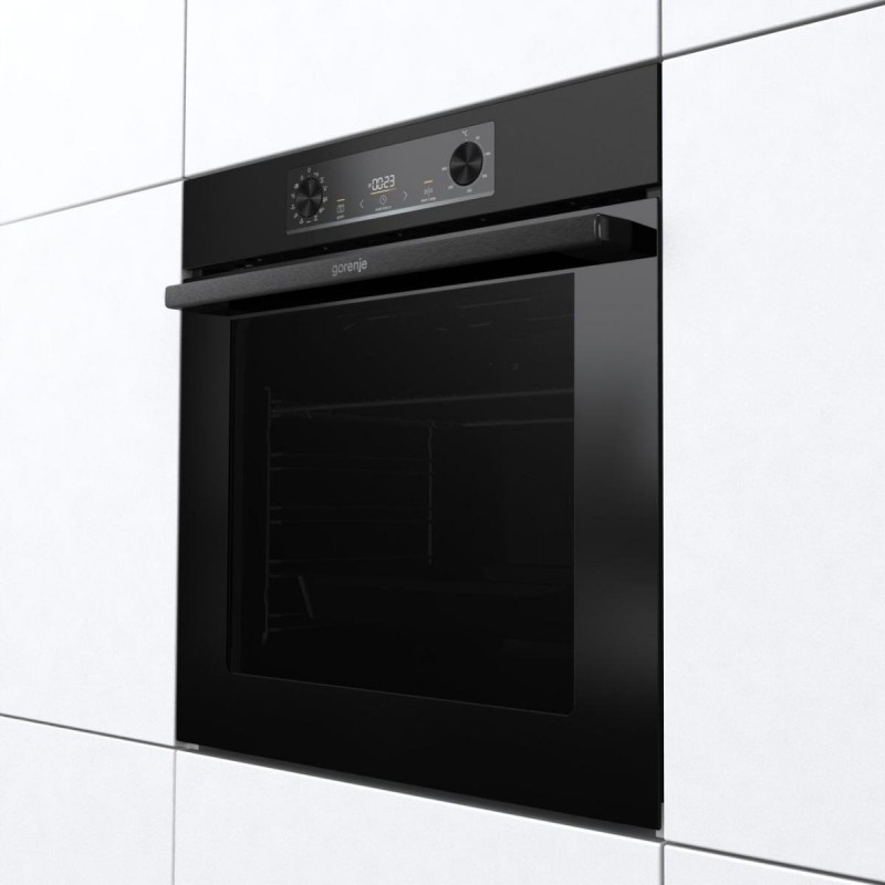 Gorenje Духова шафа електрична, 77л, A+, пара, дисплей, IconLed, піроліз, чорний