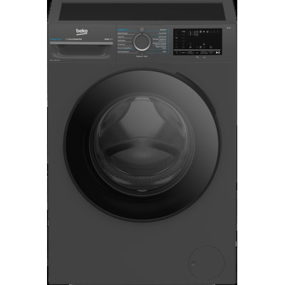 Beko Пральна машина  фронтальна, 8кг, 1400, A, 50см, дисплей, пар, інвертор, темно-сірий