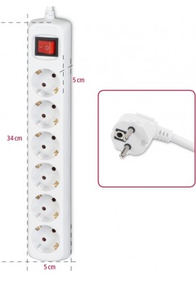 HAMA Мережевий подовжувач Multiple 6XSchuko 3G*1.5мм ws 3м White