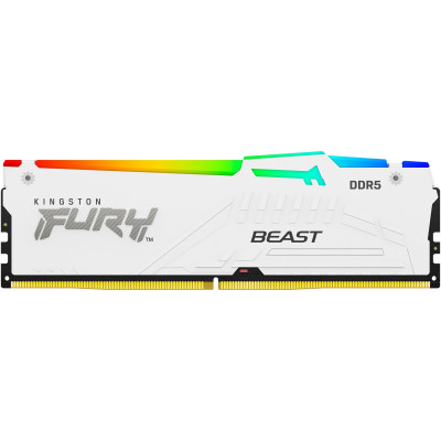 Kingston Пам'ять ПК DDR5 16GB 5200 FURY Beast Білий RGB EXPO