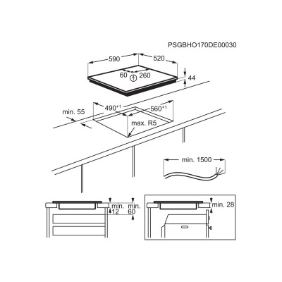 Electrolux Варильна поверхня Electrolux індукційна, 60см, розширена зона, Hob2Hood, чорний