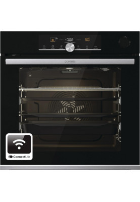 Gorenje Духова шафа електрична, 77л, A+, TouchFree, пара, дисплей, Wi-Fi керування, піроліз, готув. на різн рівнях, нерж