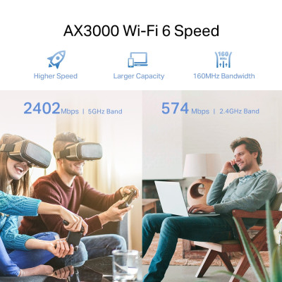 TP-Link Розширювач покриття WiFi RE705X AX3000, 1хGE, MESH
