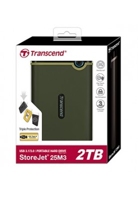 Transcend Портативний жорсткий диск 2TB USB 3.1 StoreJet 25M3 Зелений