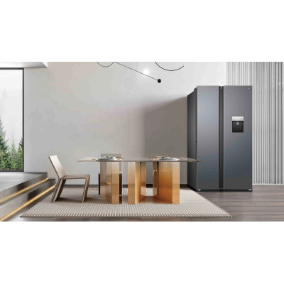 TCL Холодильник SBS, 177х92х63см, холод.відд.-322л, мороз.відд.-156л, 2дв., A++, NF, інв., диспл зовн., зона св-ті, диспенсер, нерж