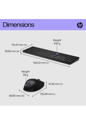 HP Комплект клавіатура та миша НР 650, WL, EN/UK, чорний