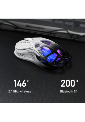 GravaStar Миша Mercury M1 Pro, BT/WL/USB-A, RGB, чорно-білий