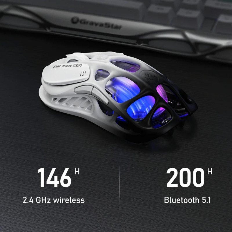 GravaStar Миша Mercury M1 Pro, BT/WL/USB-A, RGB, чорно-білий