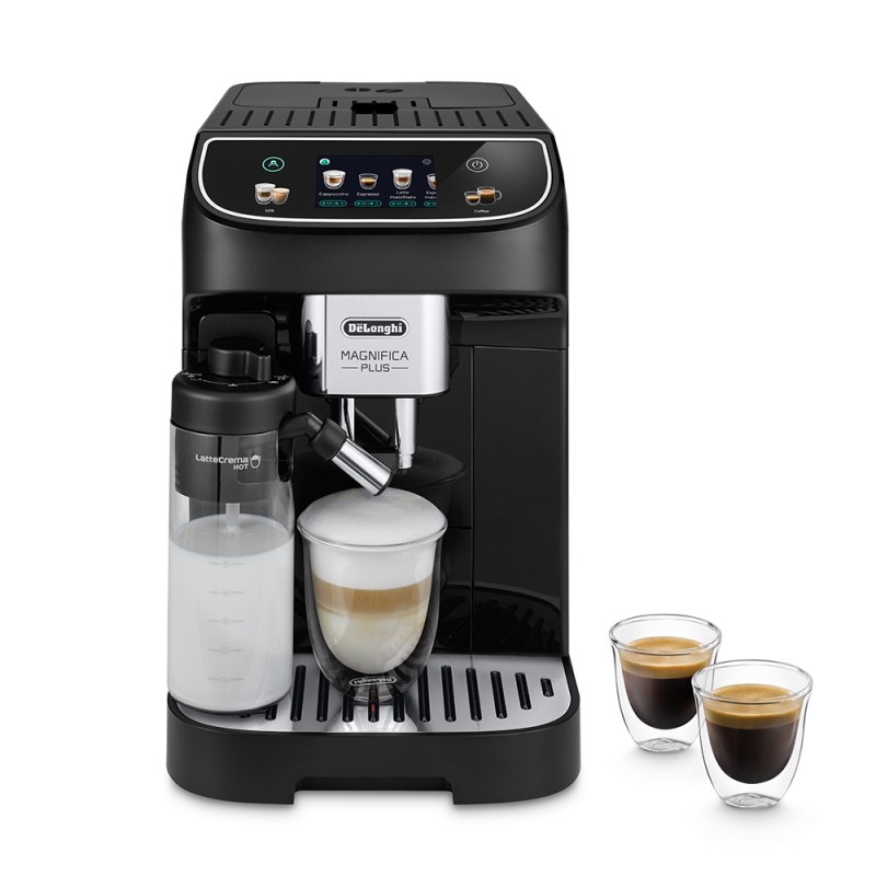 Delonghi Кавомашина Magnifica Plus, 1.8л, зерно+мелена, автомат.капуч, дисплей, авторецептів -15, чорний