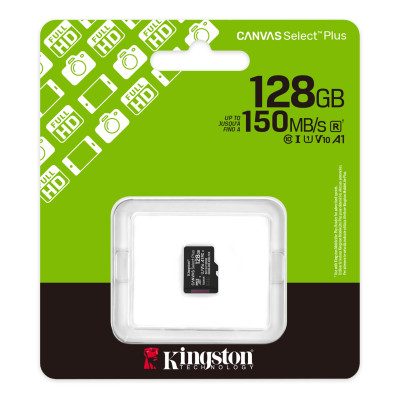 Kingston Карта пам'яті Kingston microSD 128GB C10 UHS-I A1 V10 R150MB/s Kingston Карта пам'яті Kingston microSD 128GB C10 UHS-I A1 V10 R150MB/s
