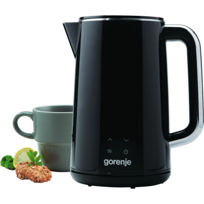 Gorenje Електрочайник, 1.7л, підвійні стінки, LED дисплей, Strix контроль, чорний