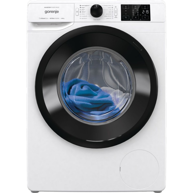 Gorenje Пральна машина фронтальна, 8кг, 1400, A+++, 55см, дисплей, пара, інвертор, білий