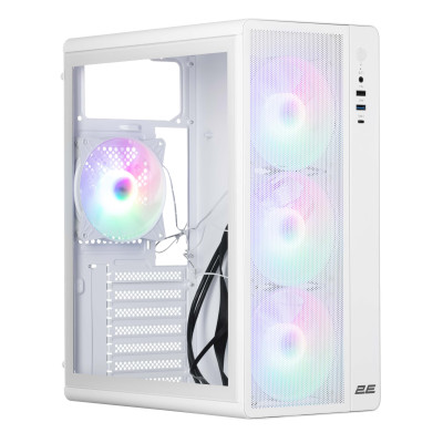 2E Gaming Корпус Credo Plus V510B без БР, 1xUSB3.0, 1х USB 2.0, 1xUSB Type-C, 4x120мм ARGB, VGA 310мм, TG Side Panel, ATX, білий