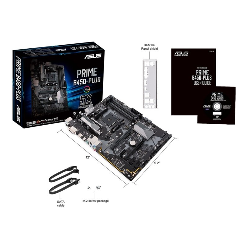 ASUS Материнcька плата PRIME B450-PLUS sAM4 B450 2xDDR4 HDMI-DVI ATX