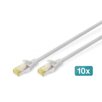 Digitus Патч-корд CAT 6a S-FTP, 0,5м, AWG 26/7, Cu, LSZH, сірий, 10шт.