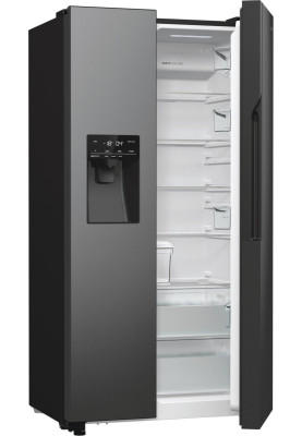 Gorenje Холодильник SBS, 179х70х92см, 2 двері, 376(190)л, А++, NF+, Інв., Зона св-ті, диспенсер, генератор льоду, Зовн. Диспл, чорний