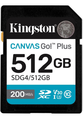 Kingston Карта пам'яті Kingston SD 512GB C10 UHS-I U3 V30 R200/W160MB/s