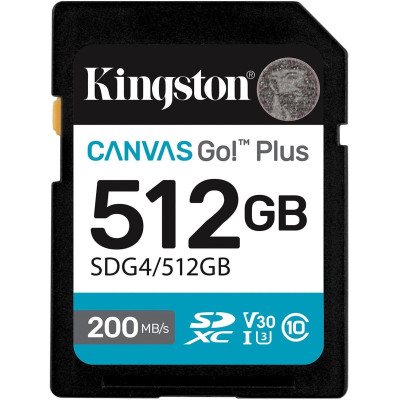 Kingston Карта пам'яті Kingston SD 512GB C10 UHS-I U3 V30 R200/W160MB/s