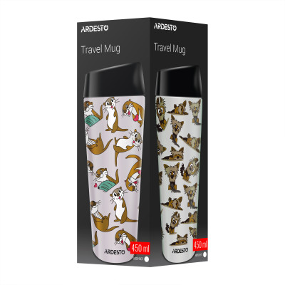 ARDESTO Термокухоль Coffee Time Yorkie 450мл, нержавіюча сталь, бежевий