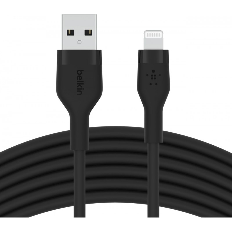 Belkin Кабель USB-A - Lightning силіконовий, з кліпсою, 3м, чорний