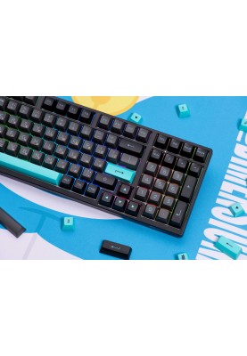 Akko Клавіатура механічна 3098N Black&Cyan 98Key, TTC Honey, BT/WL/USB-A, Hot-swappable, EN/UKR, RGB, Чорний