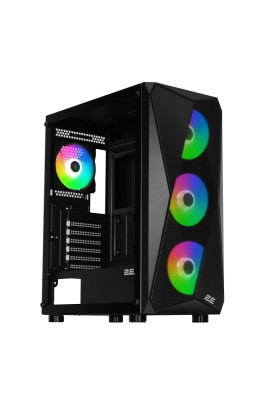 2E Gaming Корпус Aruba G3313W, без БР 1xUSB3.0, 2xUSB2.0, 5x120мм ARGB, VGA 300мм, LCS ready, HUB, TG Side Panel, ATX, чорний