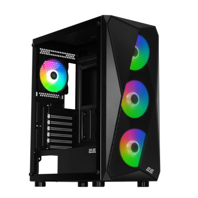 2E Gaming Корпус Aruba G3313W, без БР 1xUSB3.0, 2xUSB2.0, 5x120мм ARGB, VGA 300мм, LCS ready, HUB, TG Side Panel, ATX, чорний