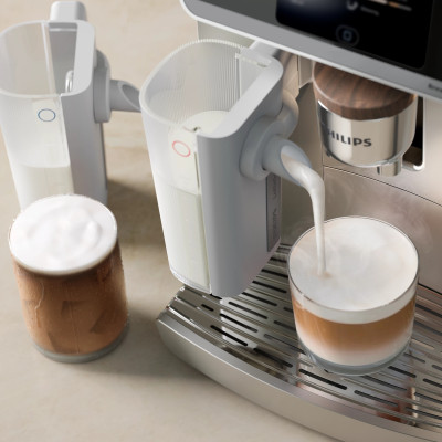 Philips Кавомашина Philips Series 8000 Cafe Aromis, 1.9л, зерно+мелена, автомат.капуч, дисплей, авторецептів -54, срібний Philips Кавомашина Philips Series 8000 Cafe Aromis, 1.9л, зерно+мелена, автомат.капуч, дисплей, авторецептів -54, срібний