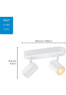 WiZ Світильник точковий накладний розумний IMAGEO Spots, 2х5W, 2200-6500K, RGB, Wi-Fi, білий