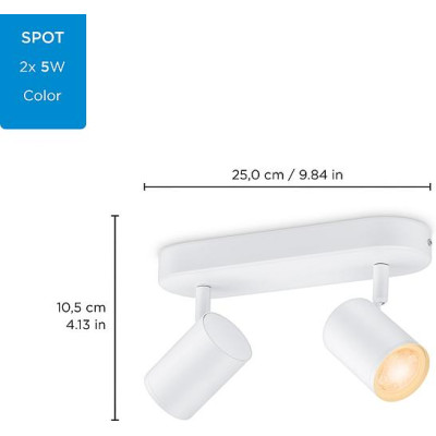 WiZ Світильник точковий накладний розумний IMAGEO Spots, 2х5W, 2200-6500K, RGB, Wi-Fi, білий