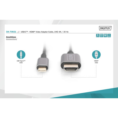 Digitus Адаптер USB-C - HDMI UHD 4K, M/M, 1.8 m