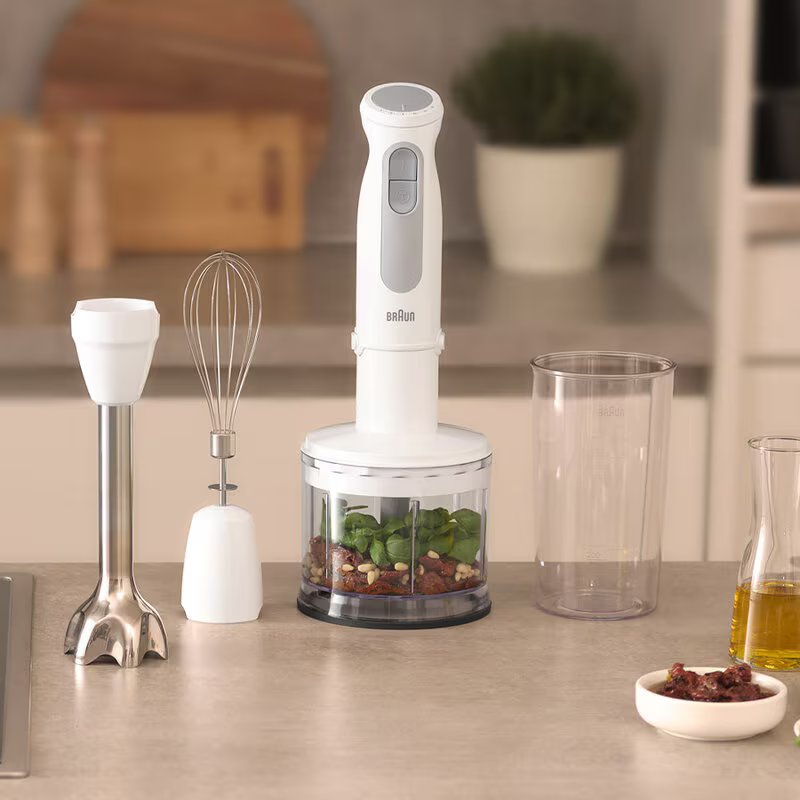 Braun Блендер заглибний MultiQuick 5, 1000Вт, чаша-600мл, вінчик, міні-подріб., білий
