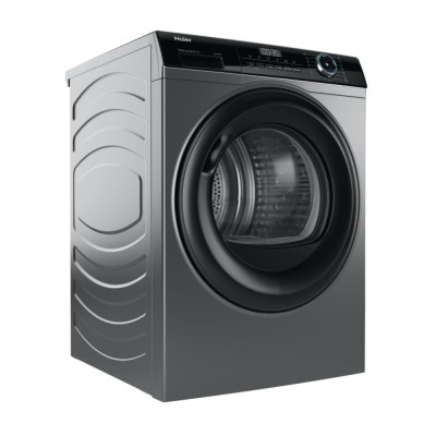 Haier Сушильна машина тепловий насос, 9кг, A+++, 59,5см, дисплей, пара, cріблястий