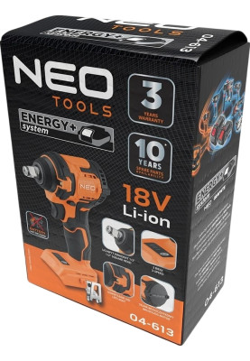 Neo Tools Гайковерт ударний Energy+ 18В безщітковий 2500об·хв 350Нм 1/2" 3 швидкості 1.1кг без АКБ та ЗП