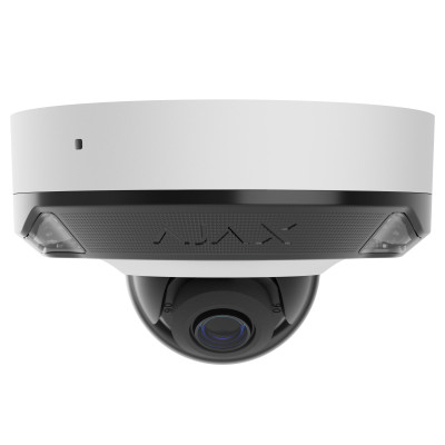Ajax IP-Камера дротова DomeCam Mini HL white, 8мп, 4мм, гібридне підсвічування IR 35м, білий Led 50м, Poe, True WDR, IP 65, ІЧ 30м, аудіо, кут огляду 75° до 85°, міні купольна, біла