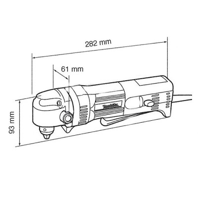 Makita Кутова дриль DA3011F, 450 Вт, 2400 об/хв, 1.5-10мм, 1.6кг