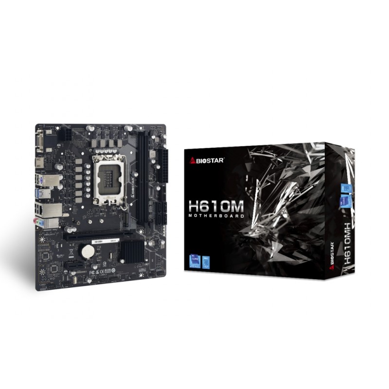 Biostar Материнська плата H610MH INTEL H610, Socket 1700, uATX, GbE LAN, 7-CH