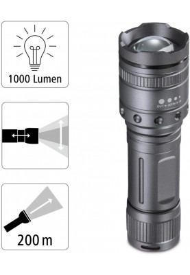 HAMA Ліхтар ручний на батарейках Ultra Pro LED Torch, AAAx4, 1000лм, 10Вт, LED, 4 функції освітлення, чорний